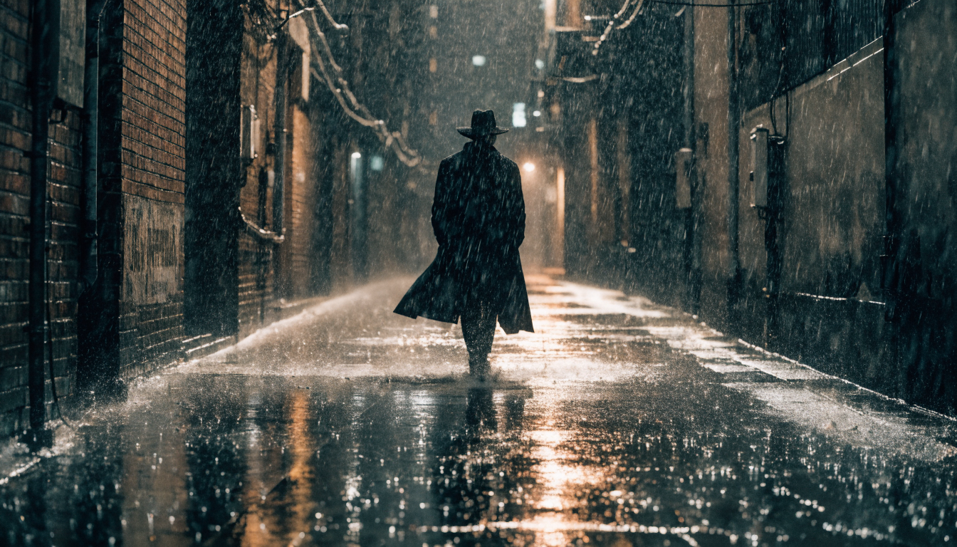 Filmmaker reviewing AI-generated storyboard frames on a lightbox