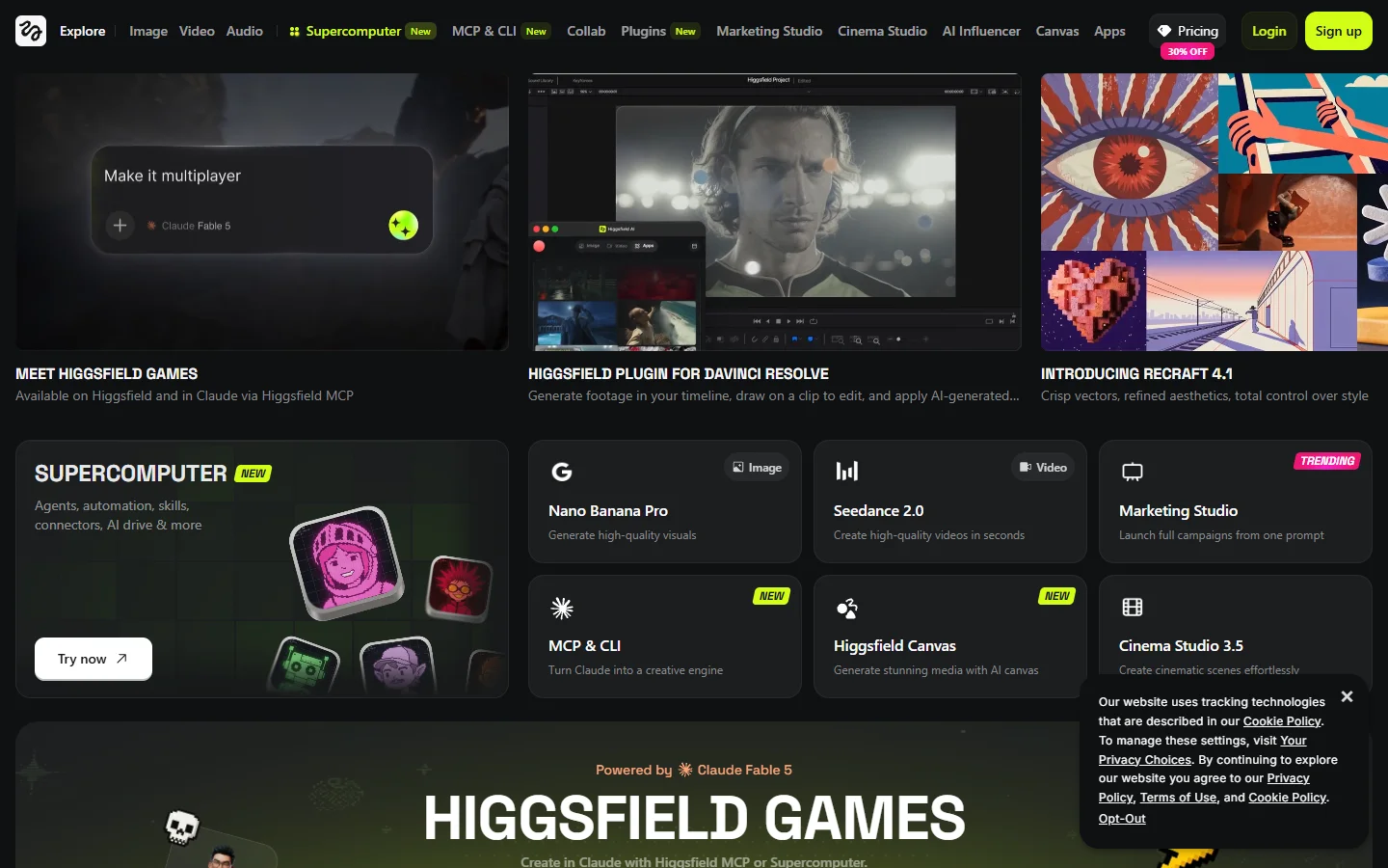 Higgsfield homepage