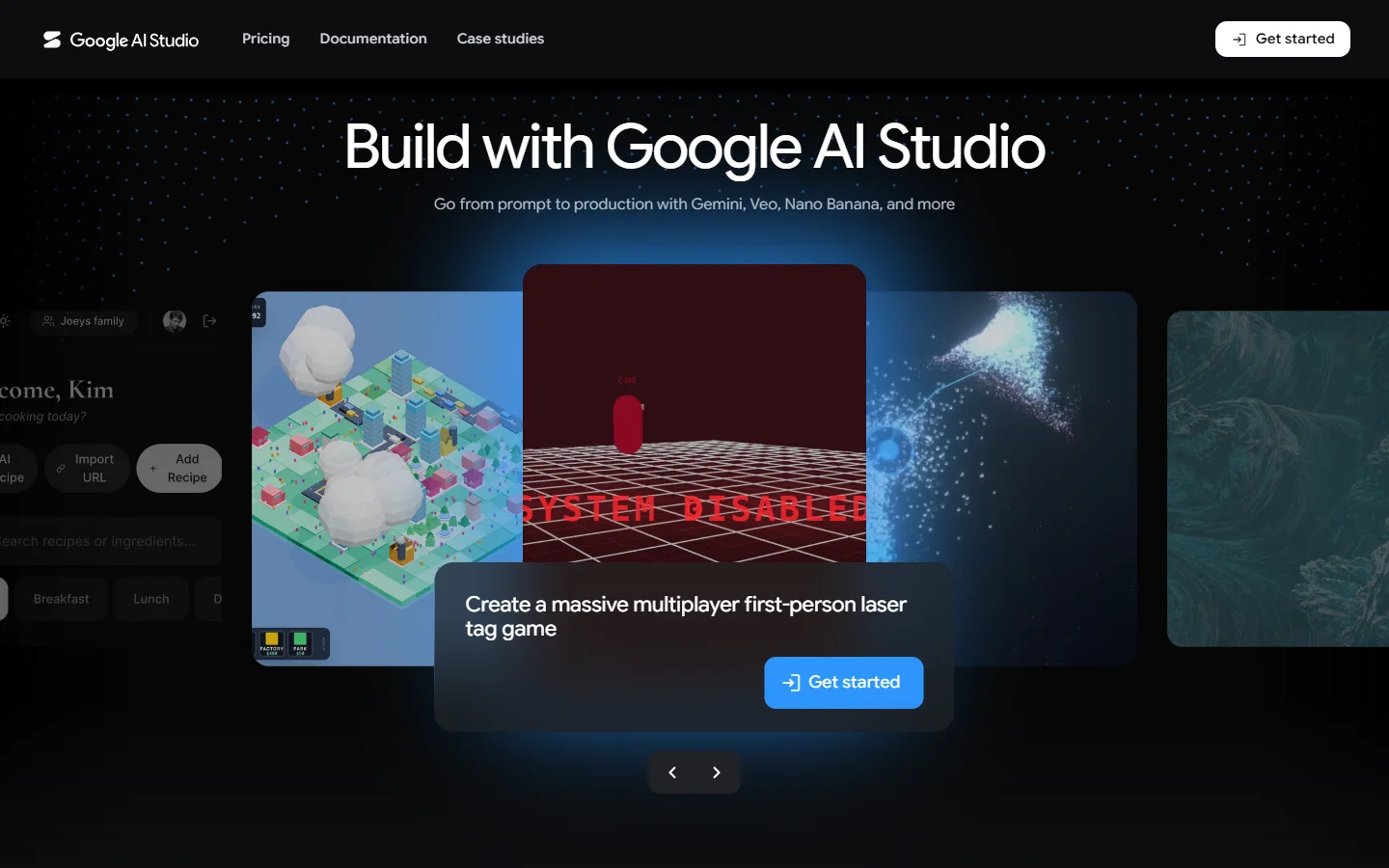 Google AI Studio homepage