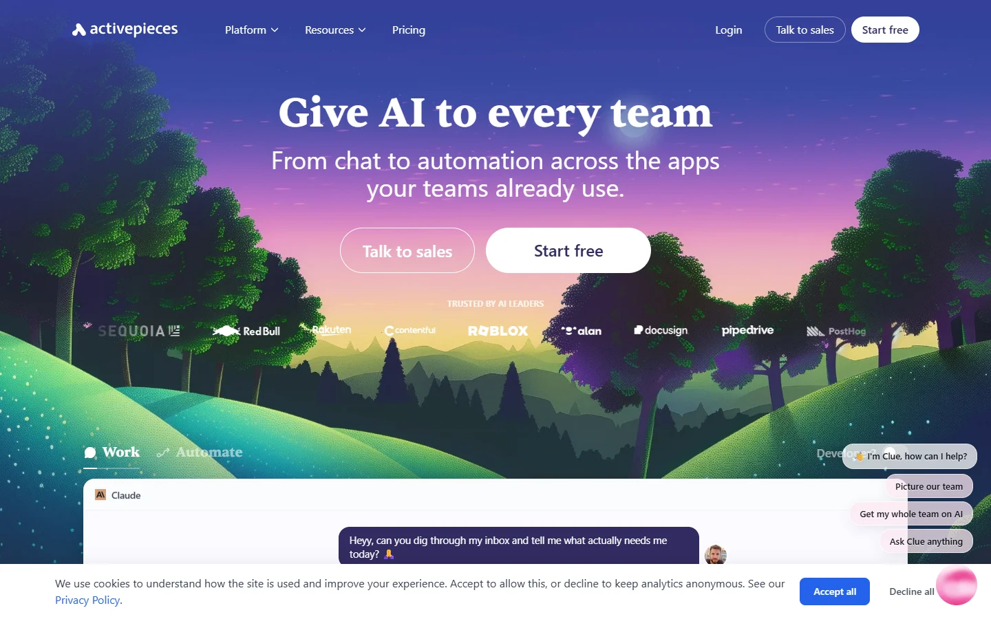 Activepieces homepage