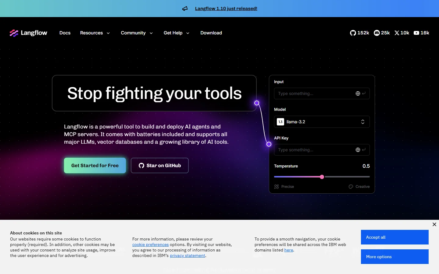 Langflow homepage
