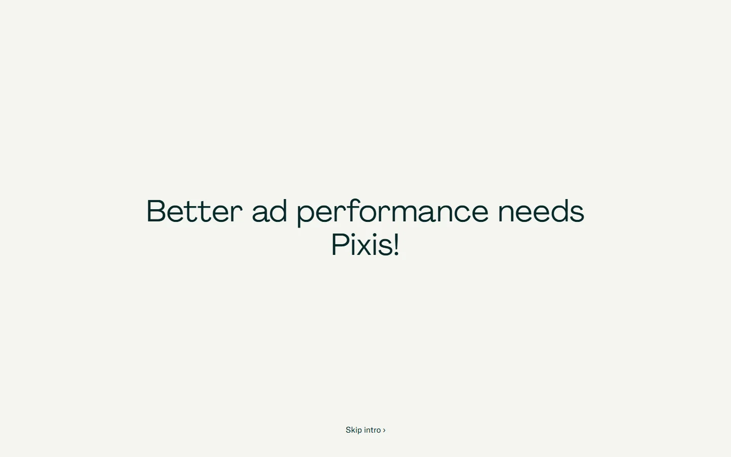 Pixis homepage showing its AI advertising products