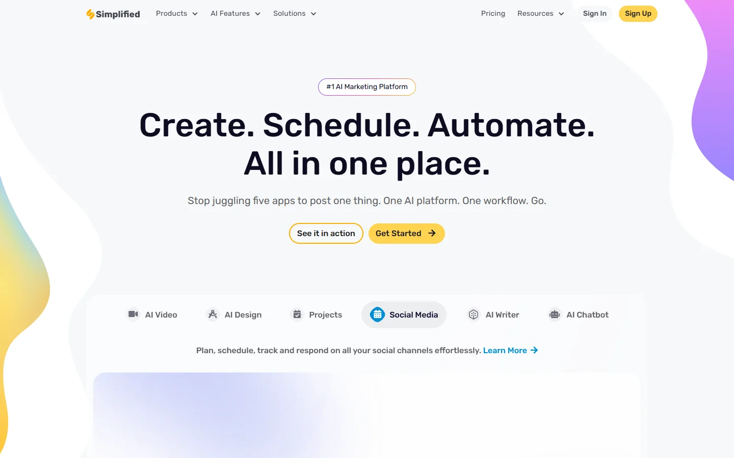Simplified homepage