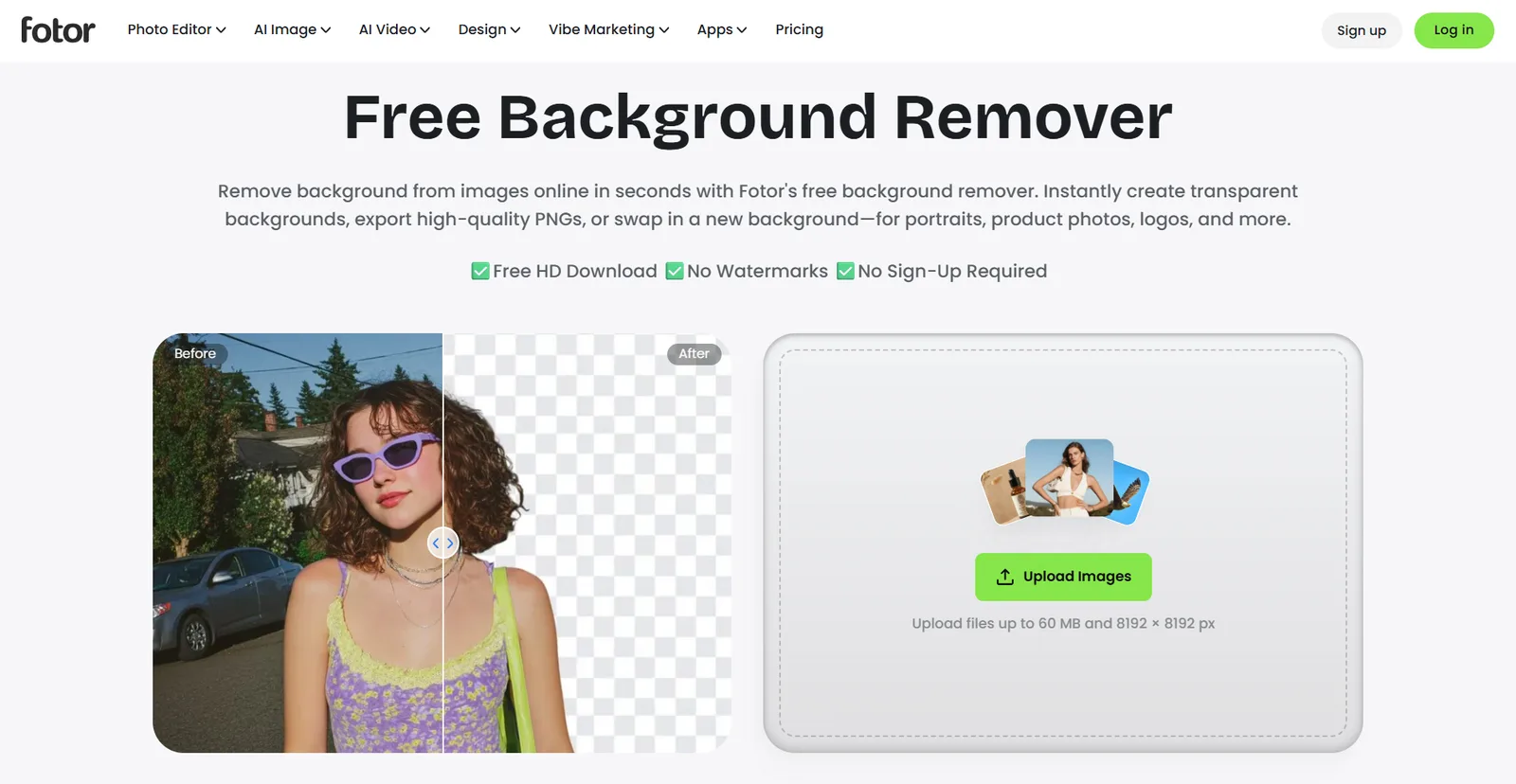 Fotor Free Background Remover page