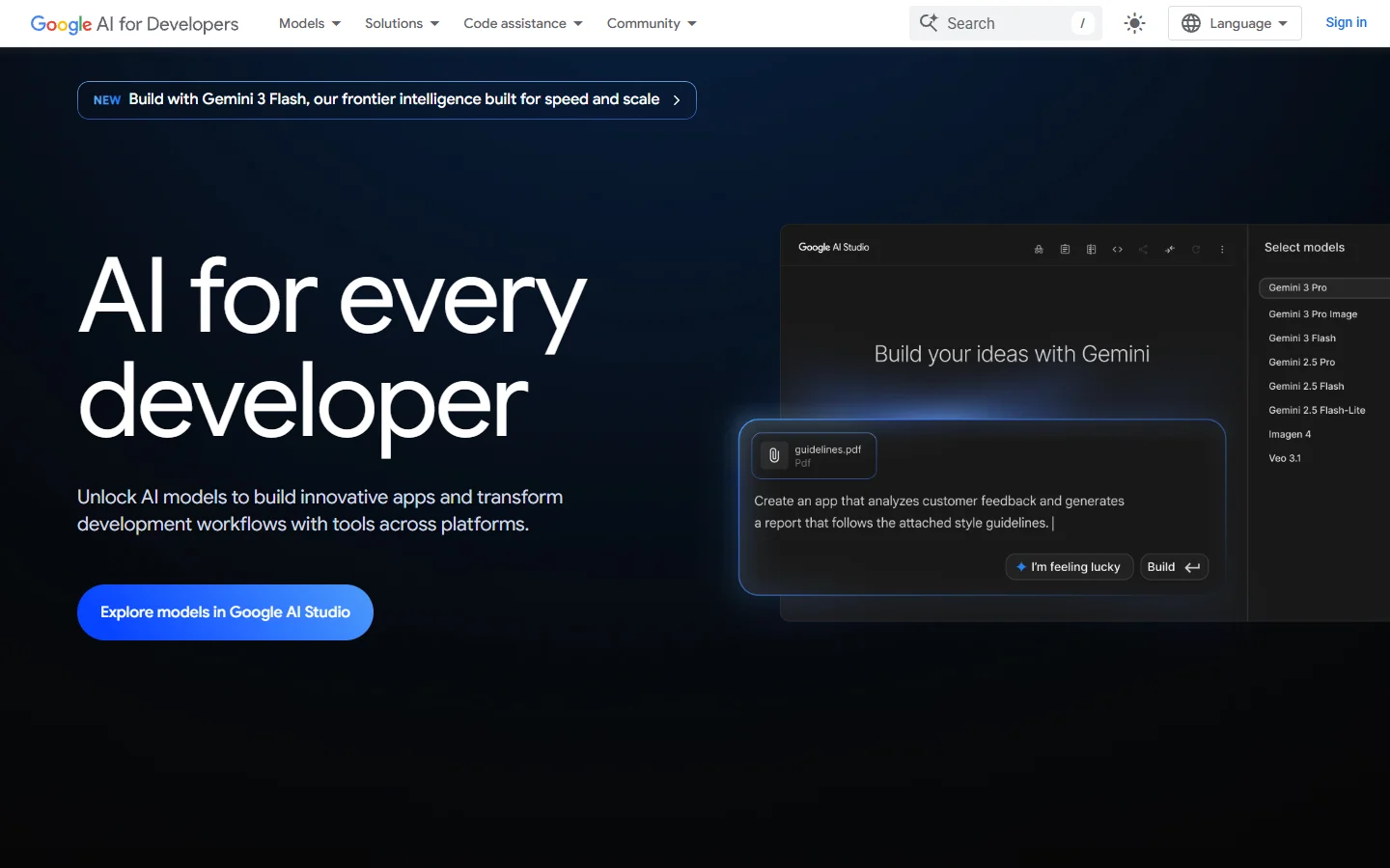 Google AI developer platform