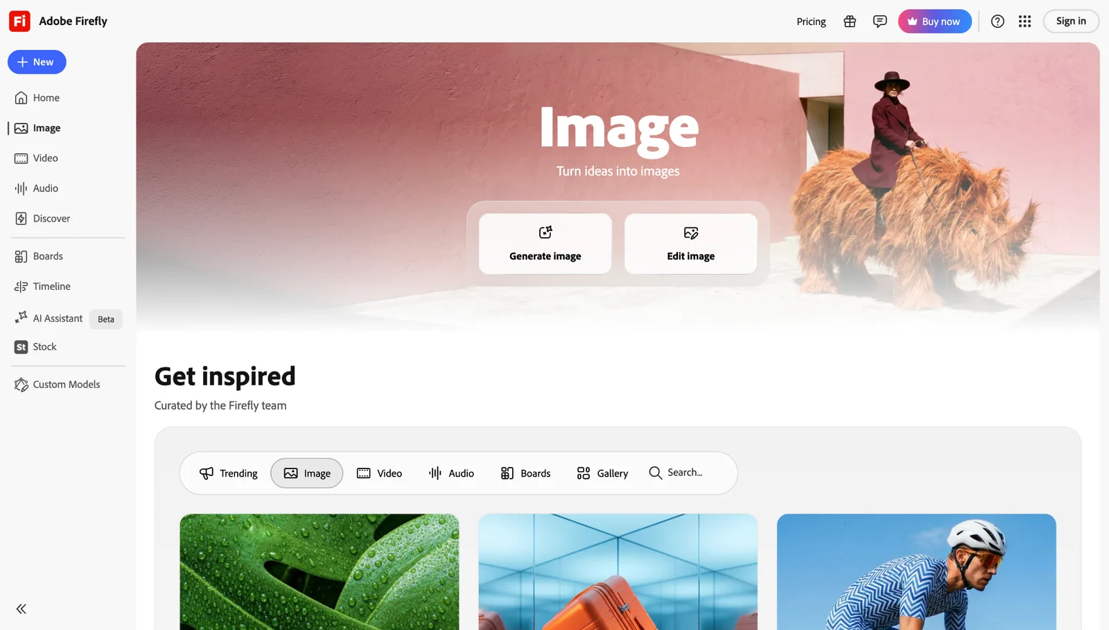 Adobe Firefly image page