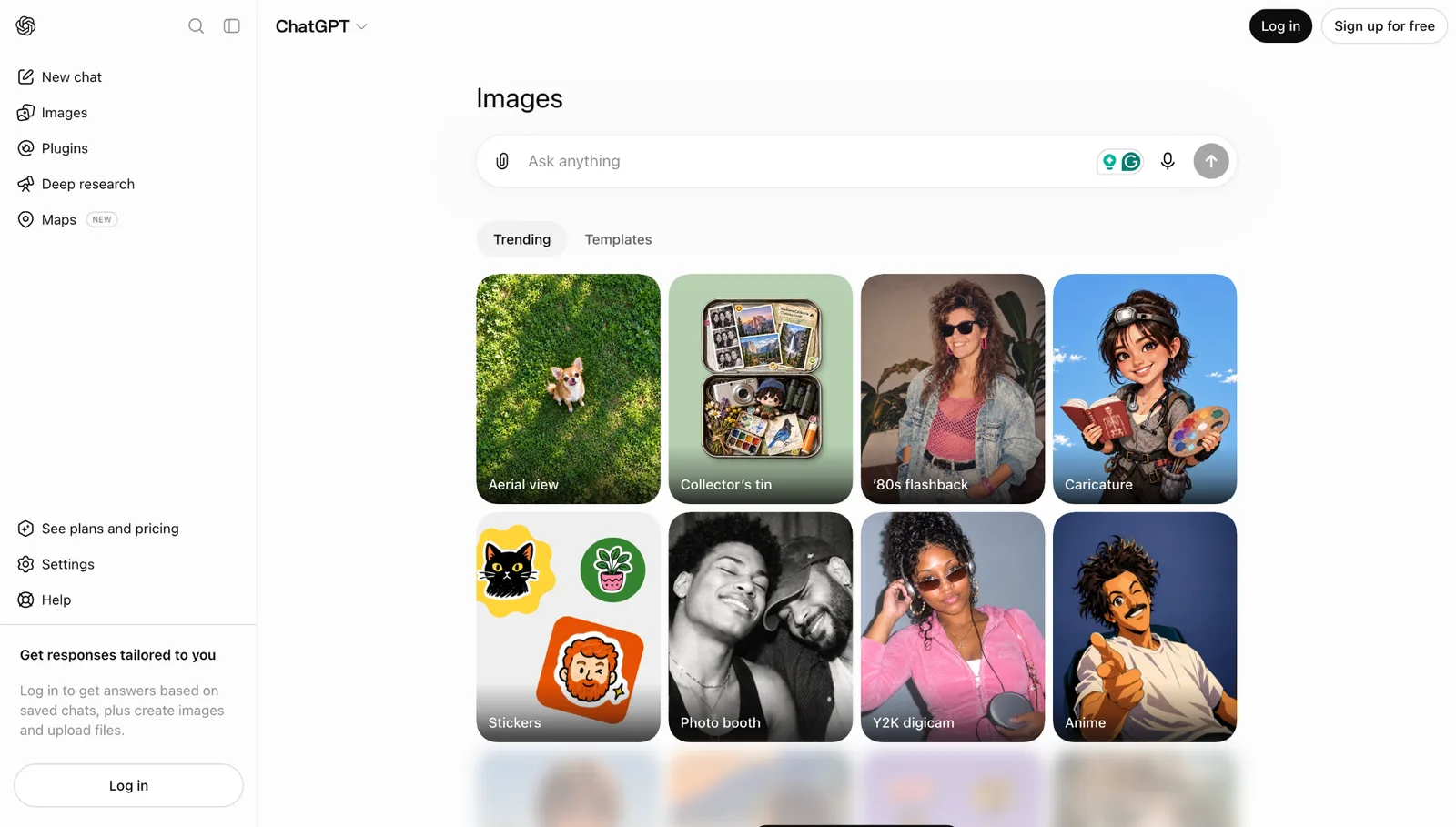 ChatGPT Images page