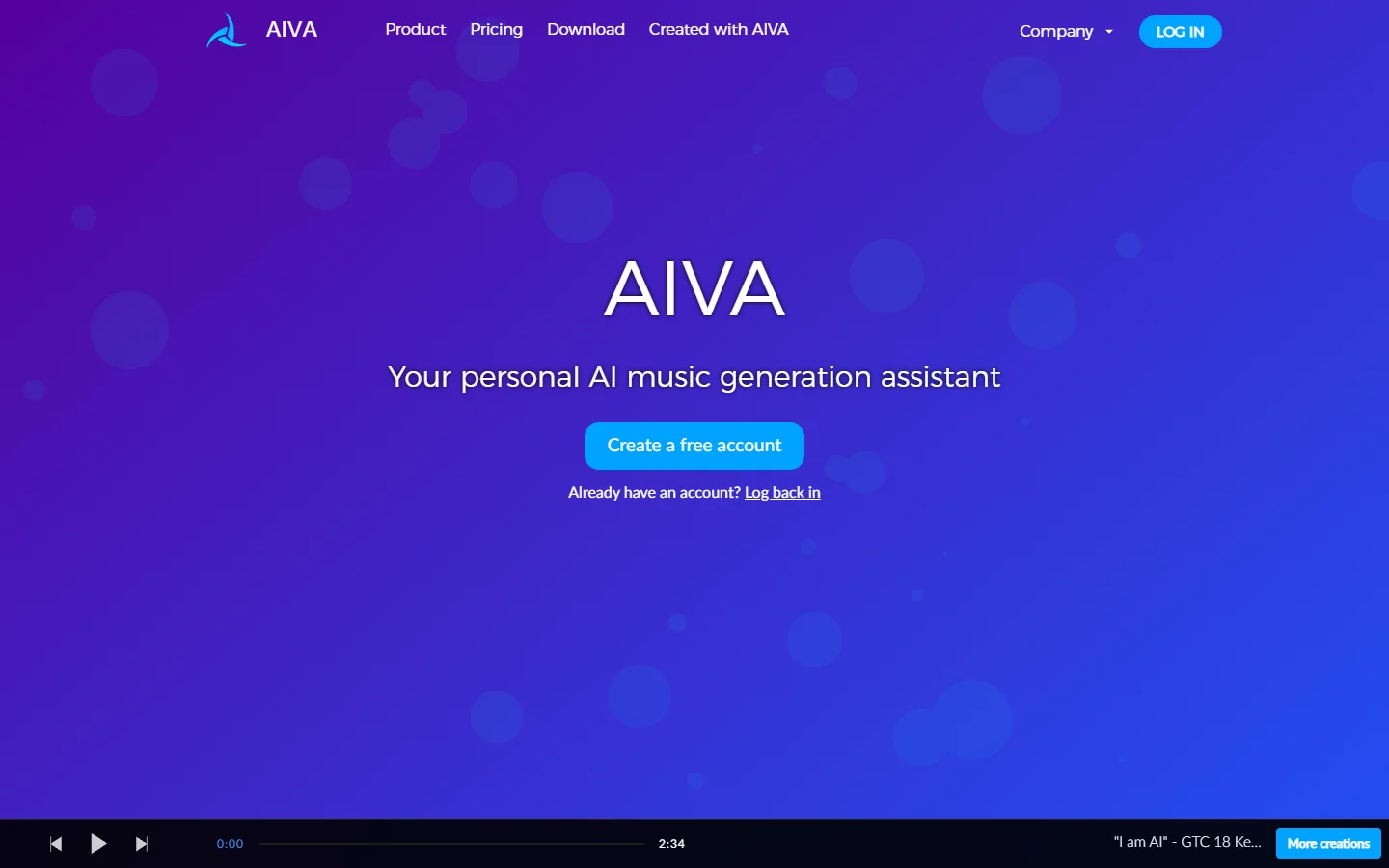 AIVA homepage