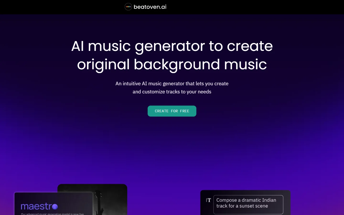 Beatoven.ai homepage