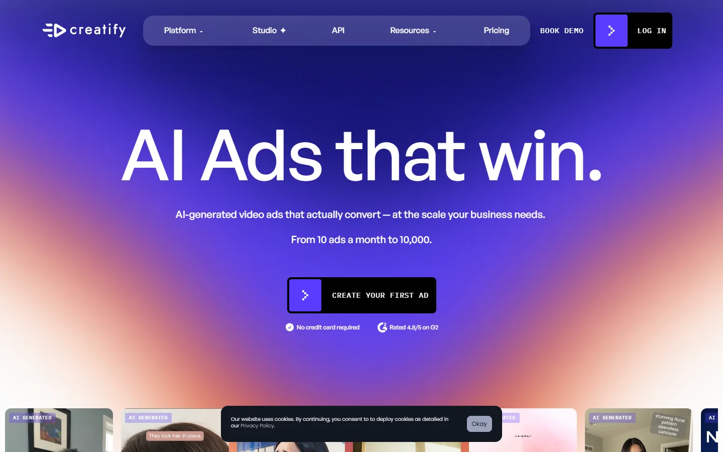 Creatify homepage