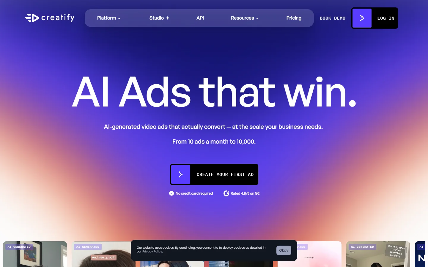 Creatify homepage