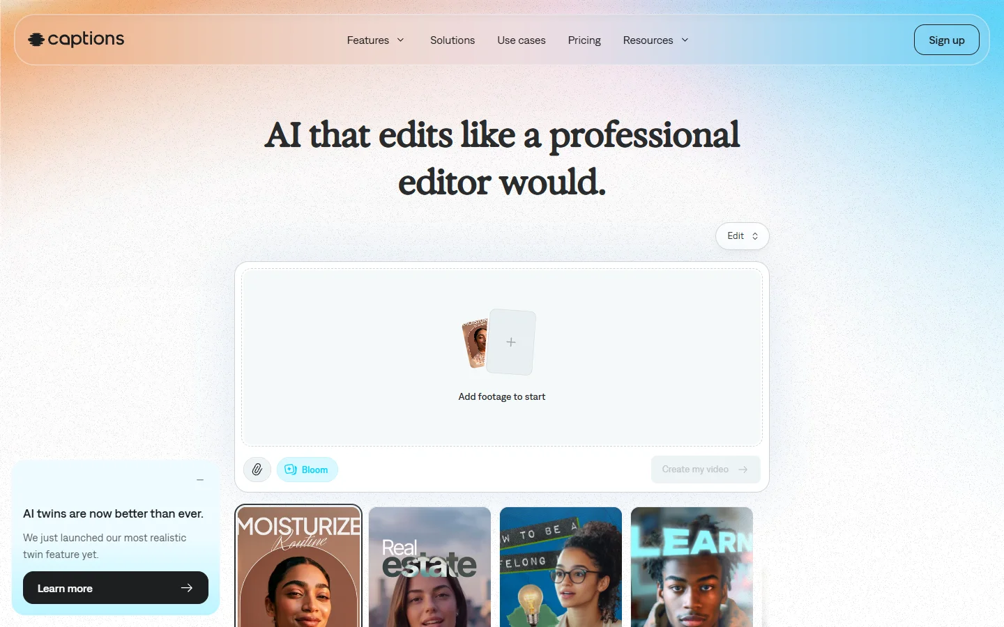 Captions homepage