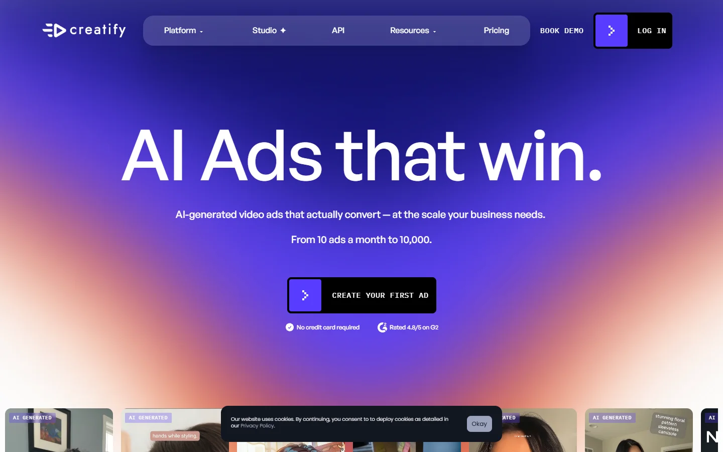 Creatify homepage
