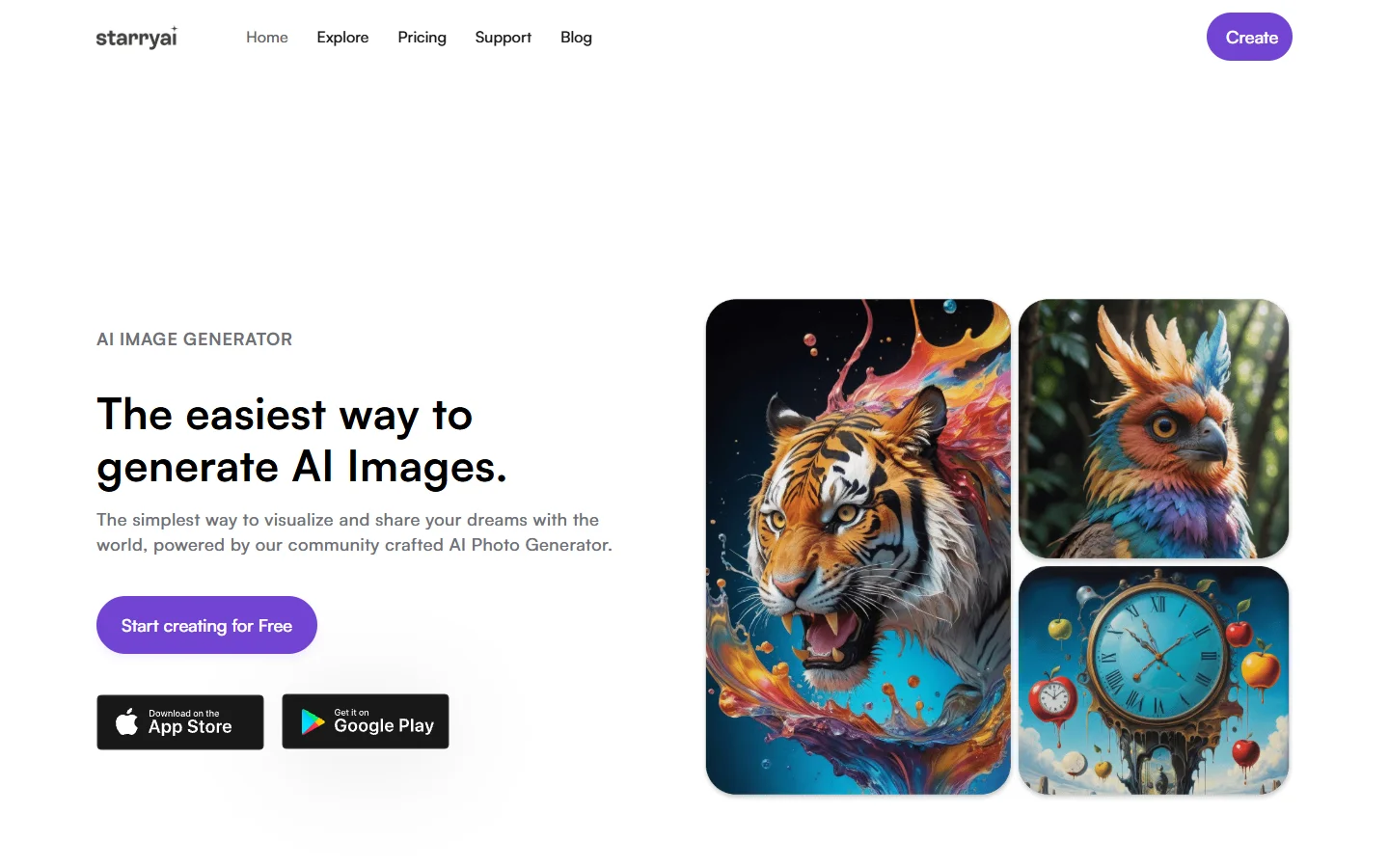 Starryai homepage