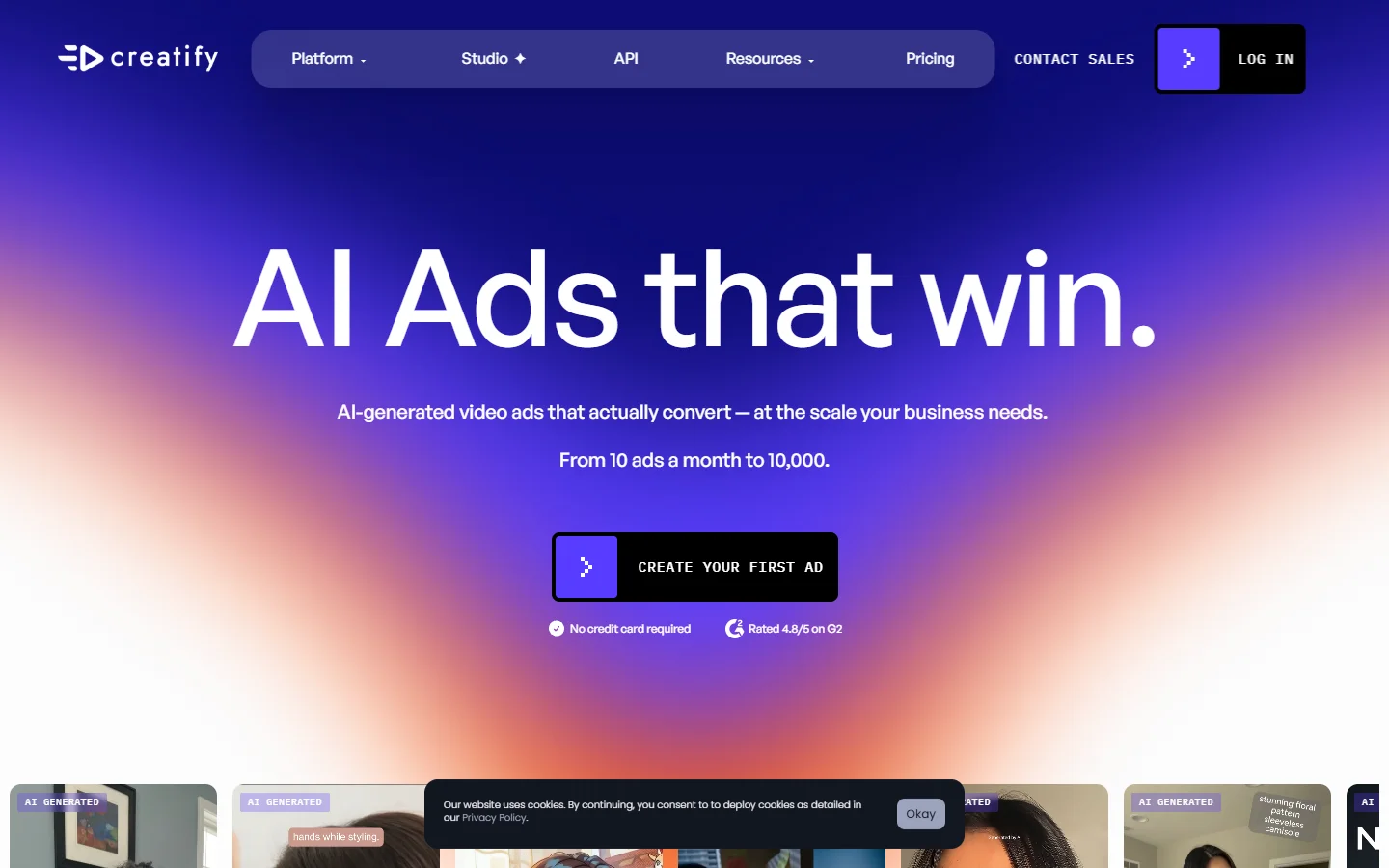 Creatify homepage