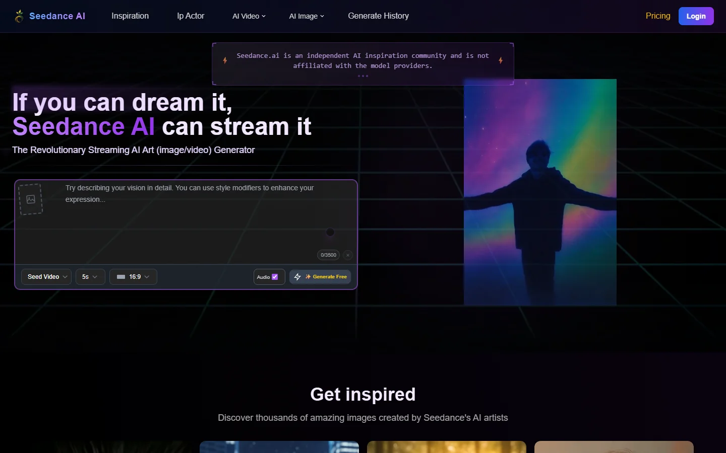Seedance homepage