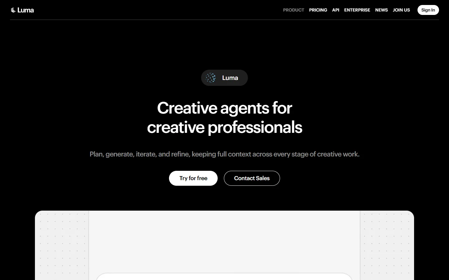 Luma homepage