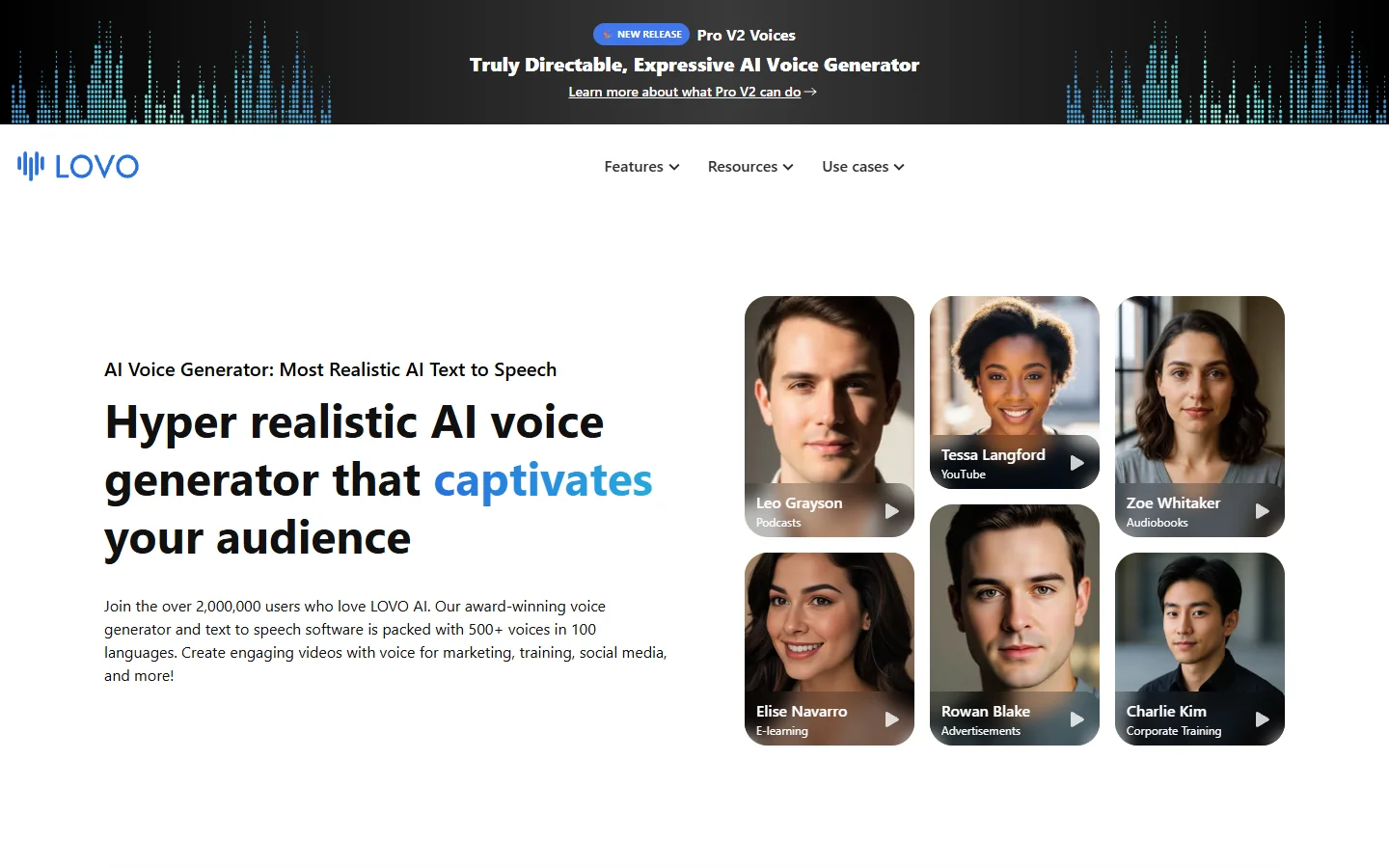 LOVO AI homepage