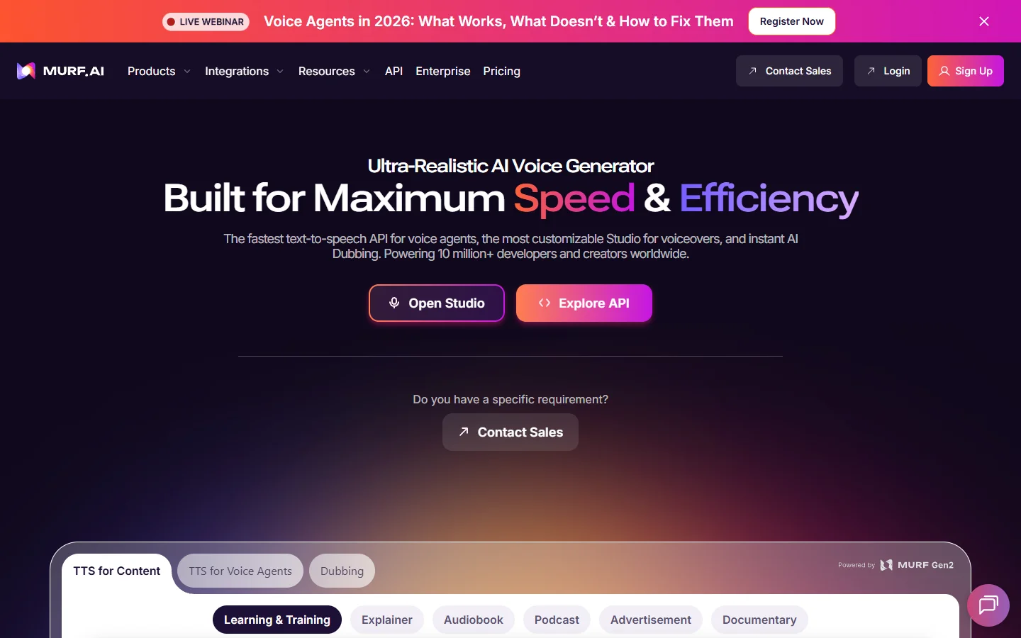 Murf AI homepage