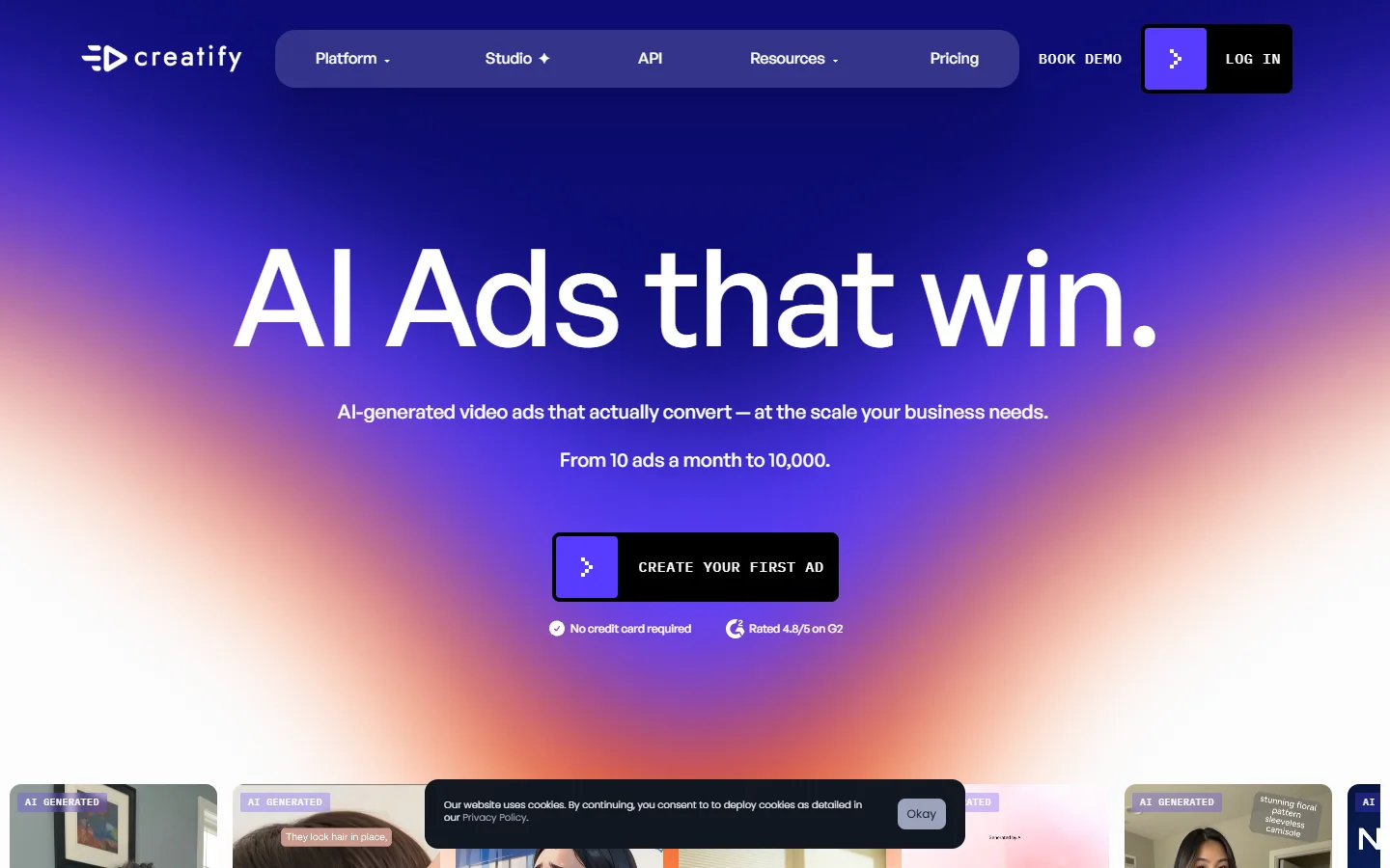Creatify homepage