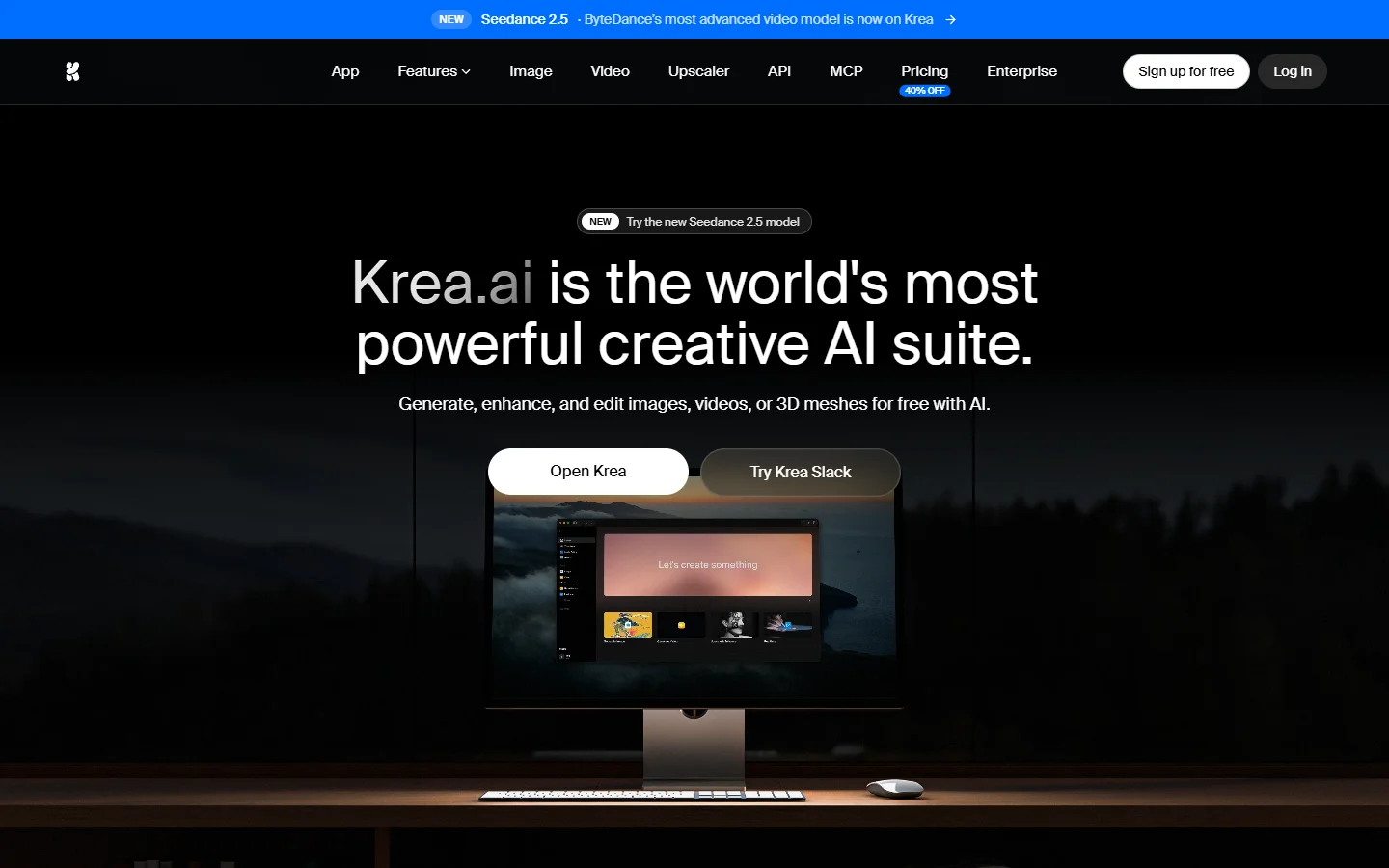 Generative AI tool homepage screenshot