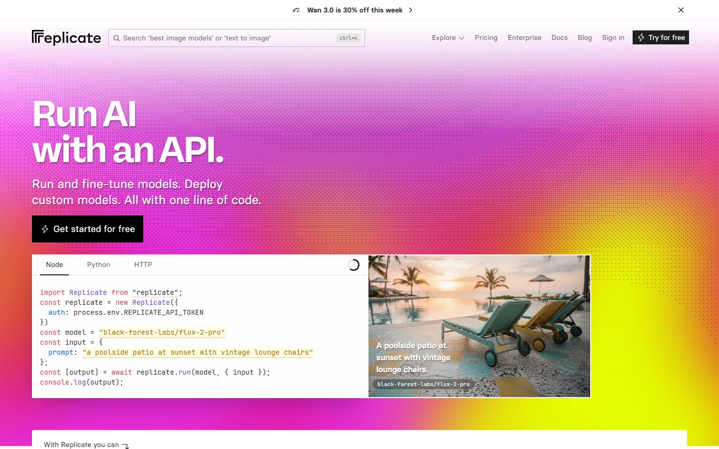 Model hosting platform homepage screenshot