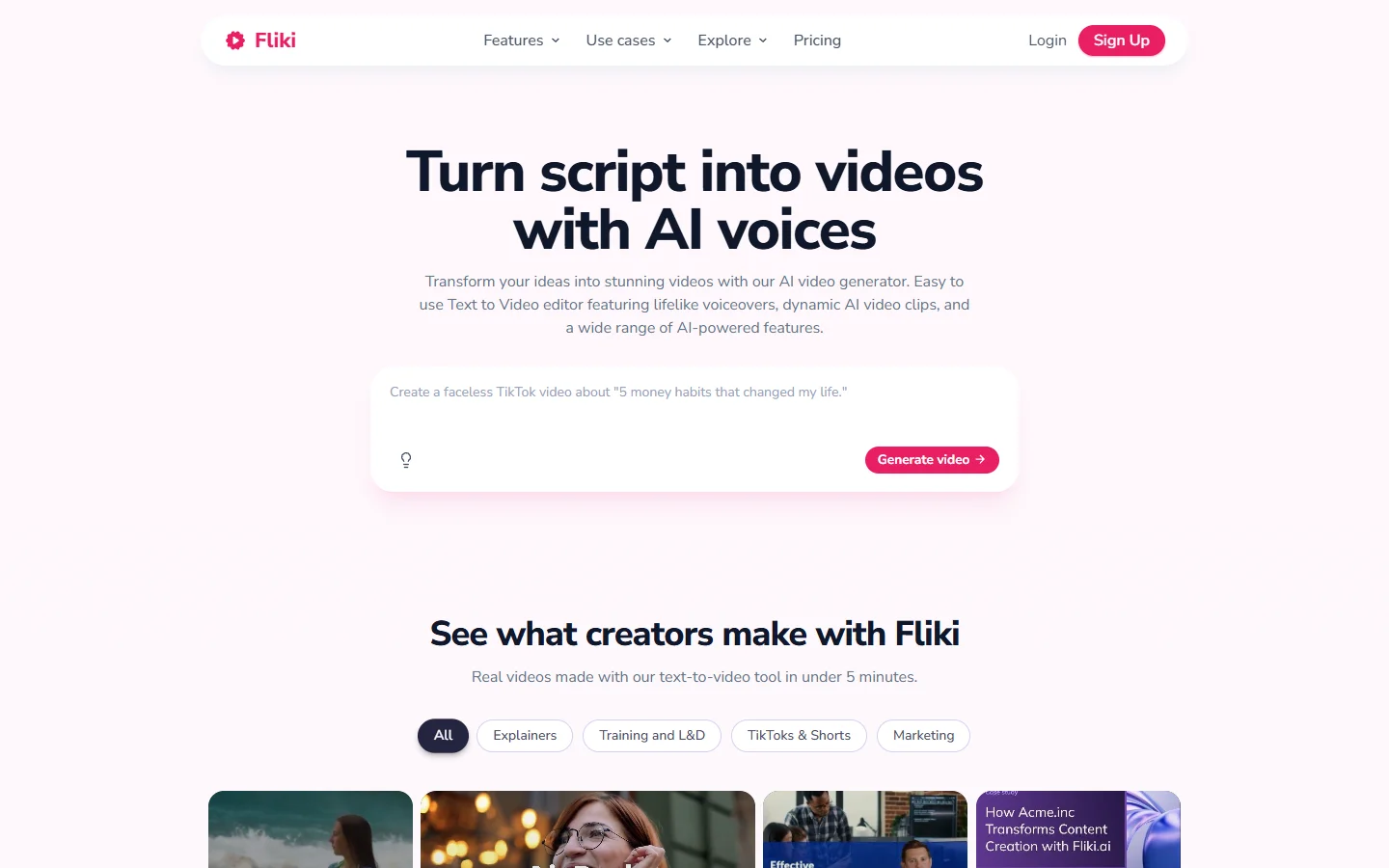 Fliki homepage