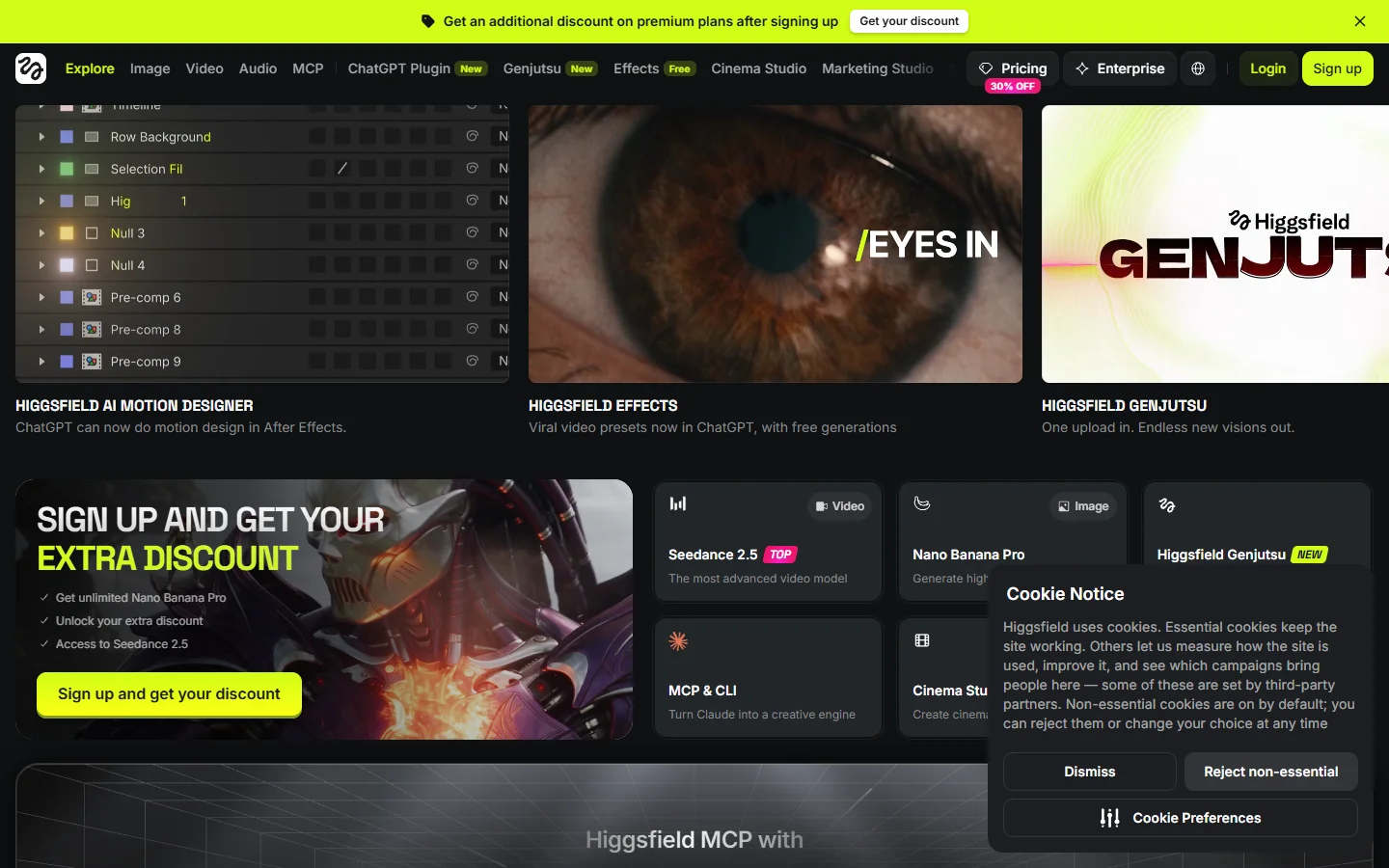 Higgsfield homepage screenshot
