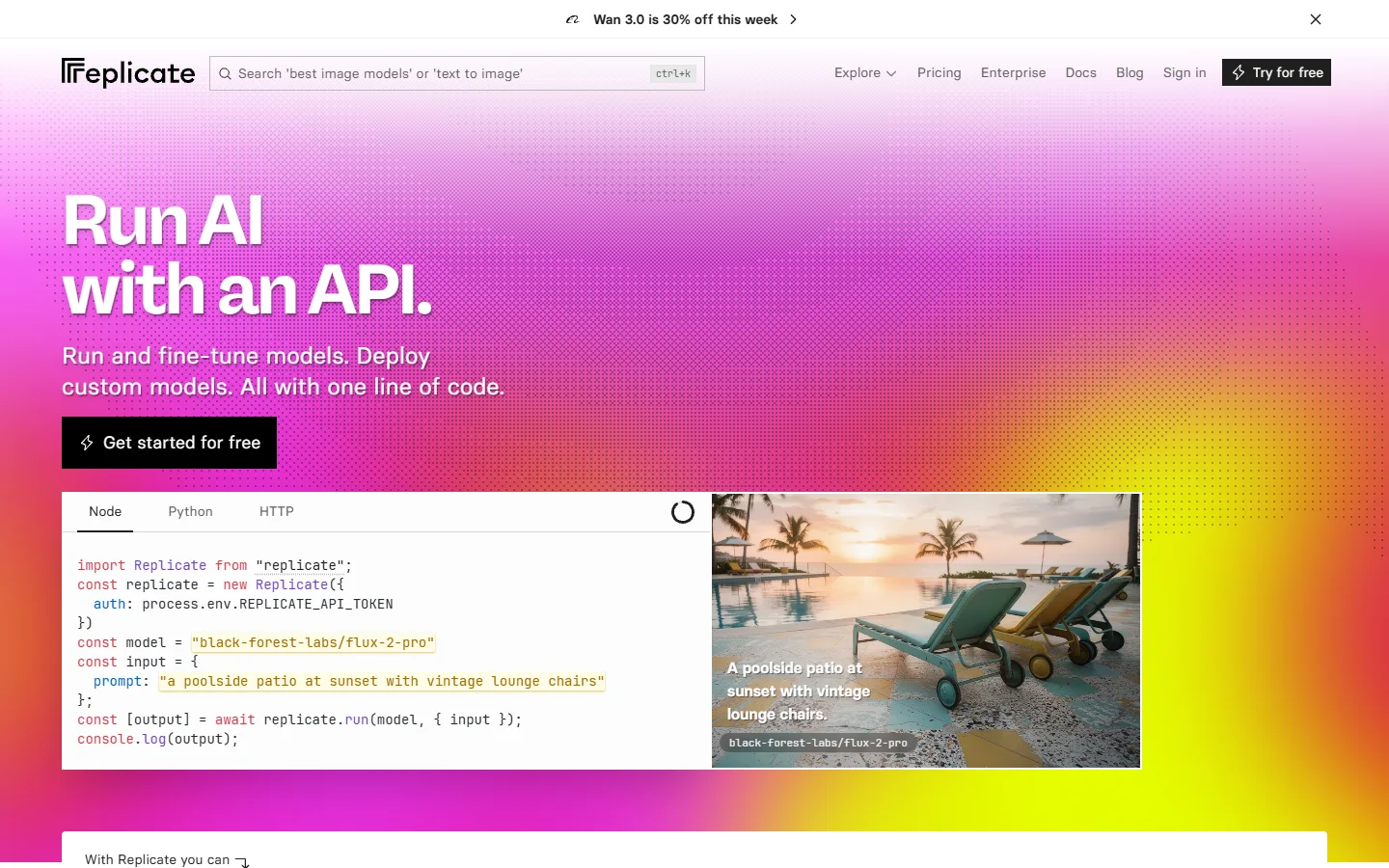 Replicate homepage screenshot