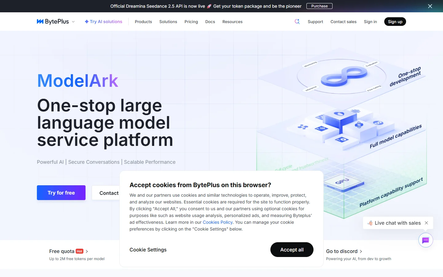 BytePlus ModelArk homepage