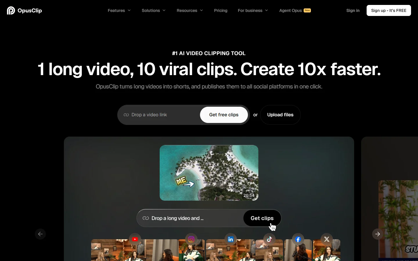 OpusClip homepage