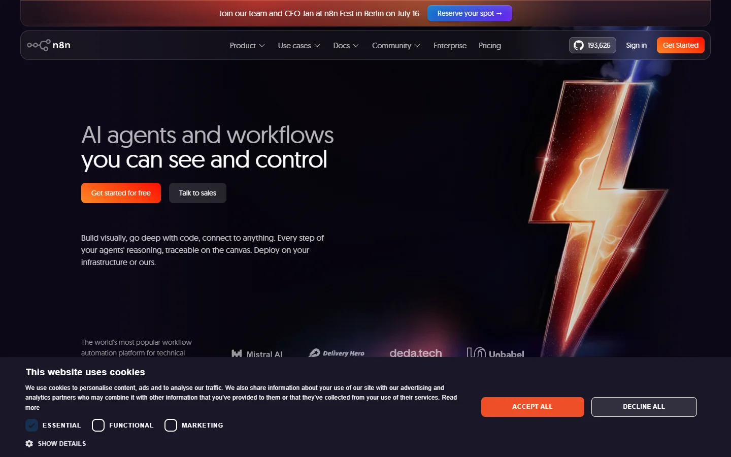 n8n homepage
