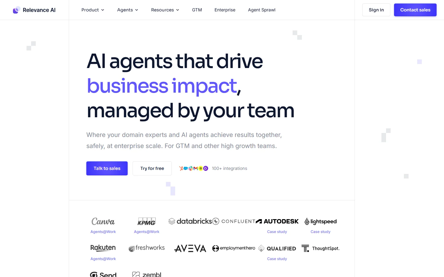 Relevance AI homepage