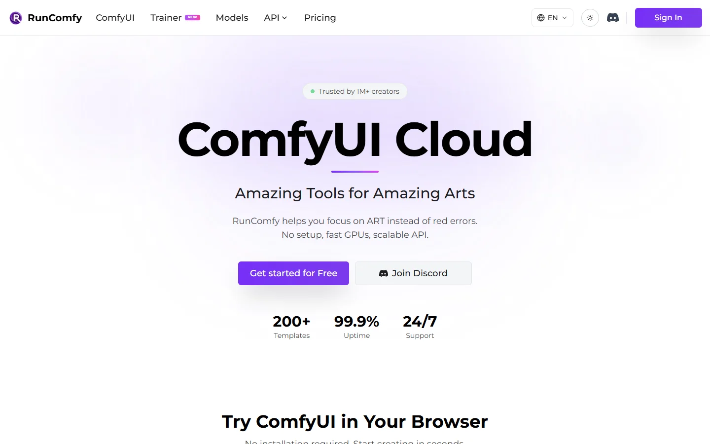 RunComfy homepage