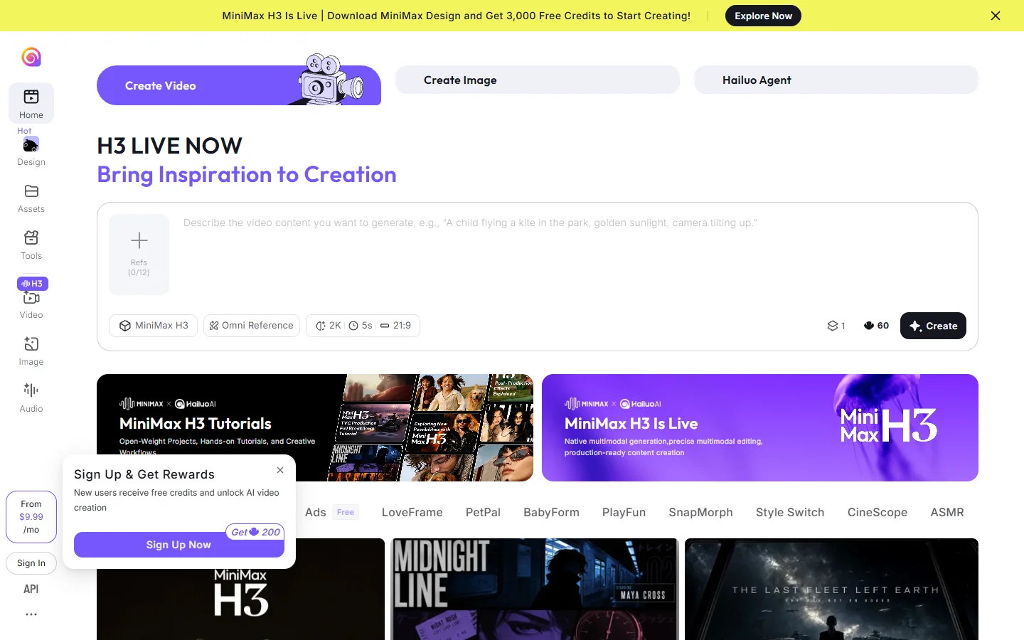 Hailuo homepage