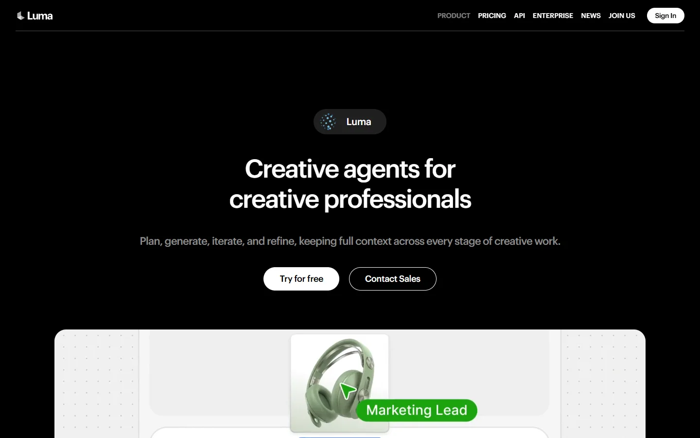Luma Dream Machine homepage