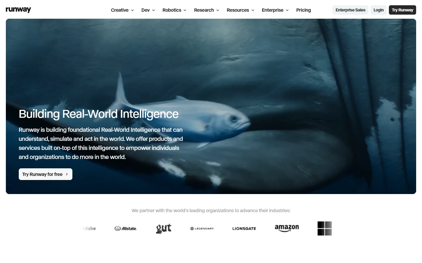 Runway homepage