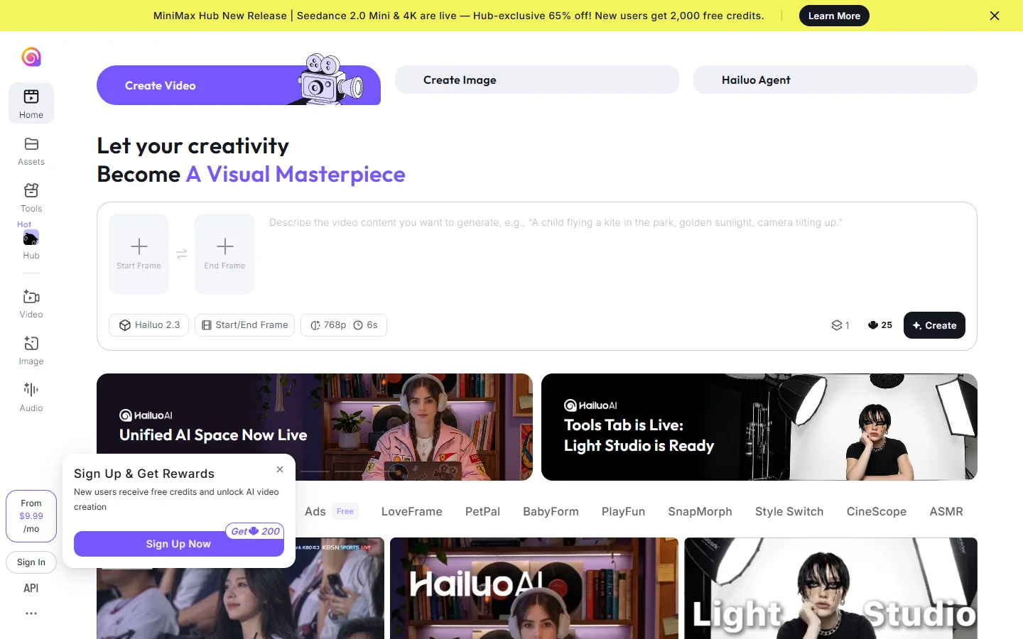 Hailuo homepage