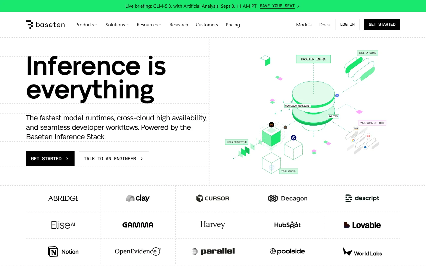 Model inference platform homepage with runtime graphic