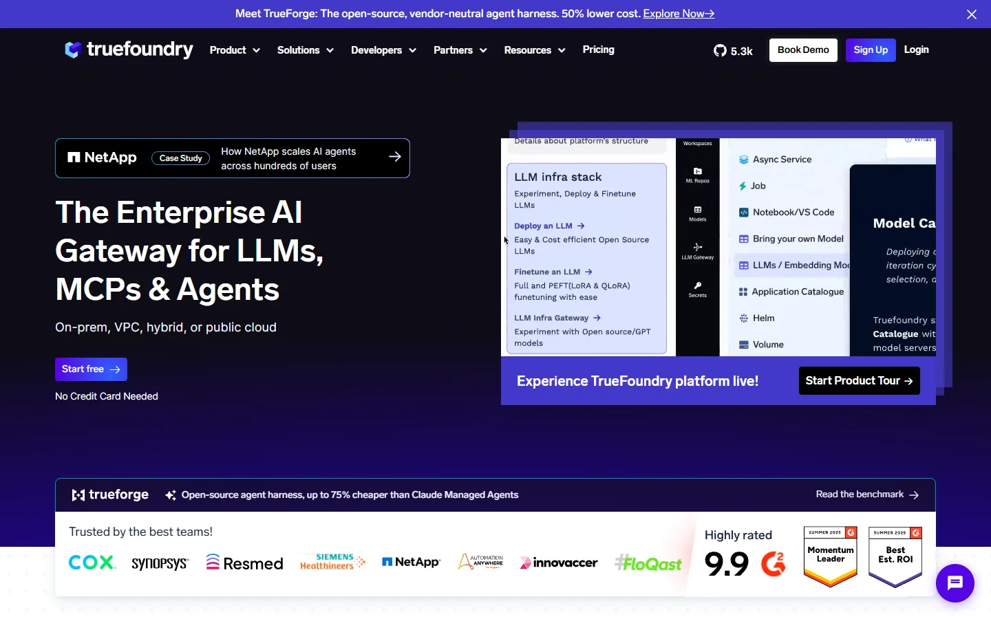 Machine learning platform homepage for cloud deployment