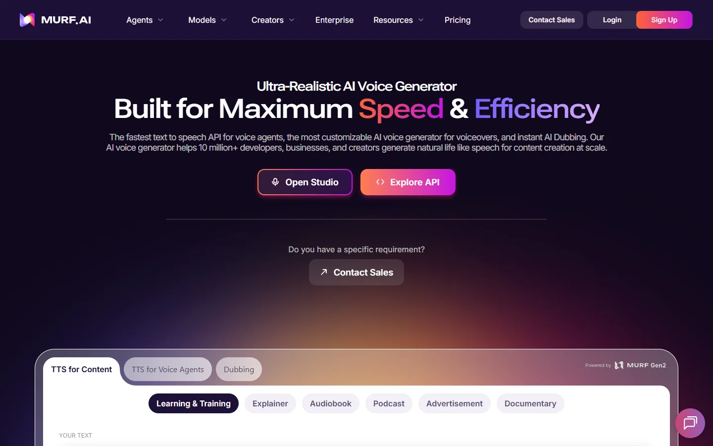 Murf AI homepage