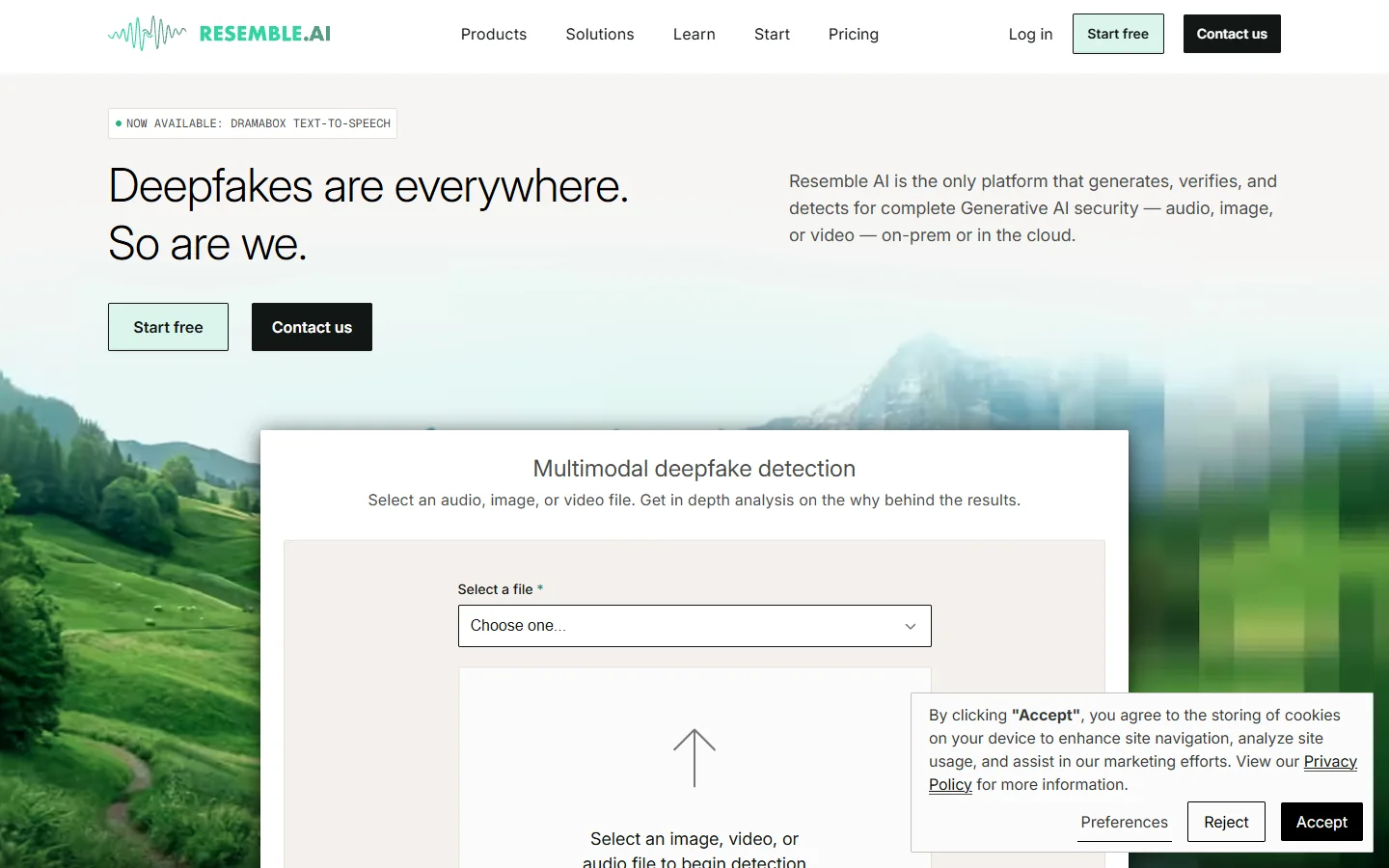 Resemble AI homepage
