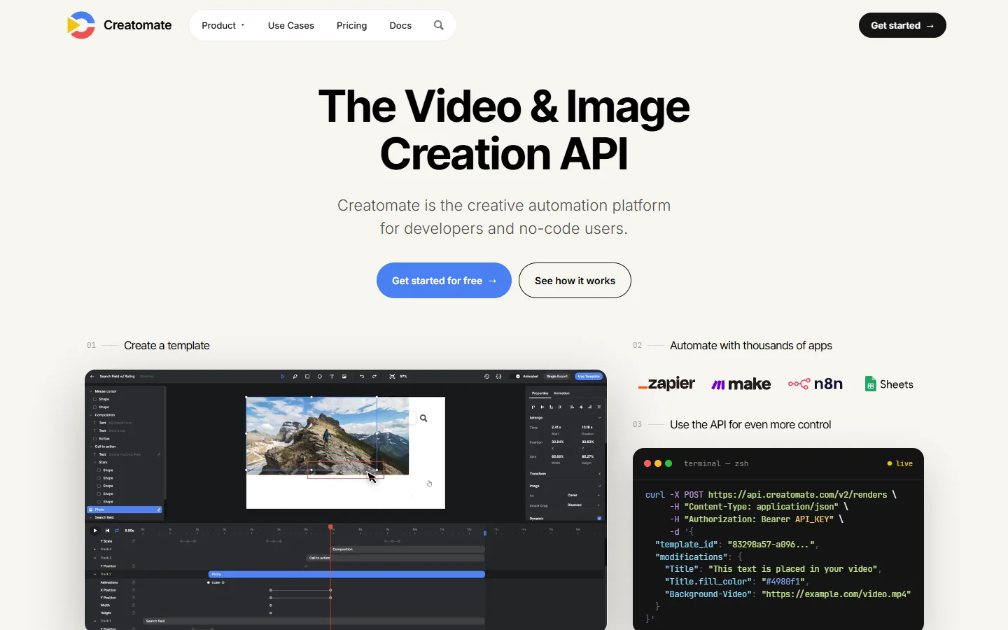 Creatomate homepage