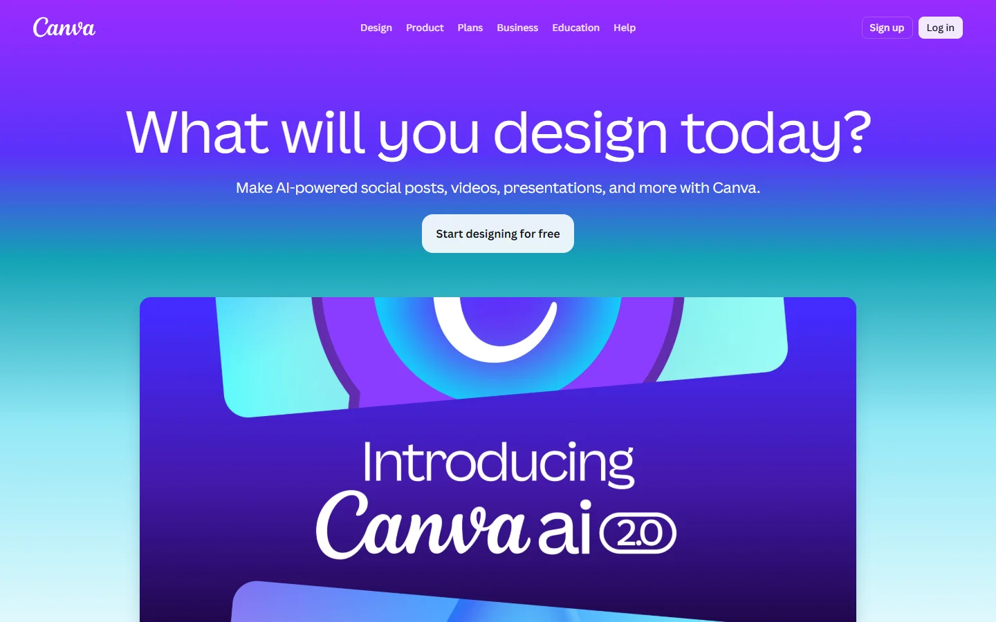 Canva homepage