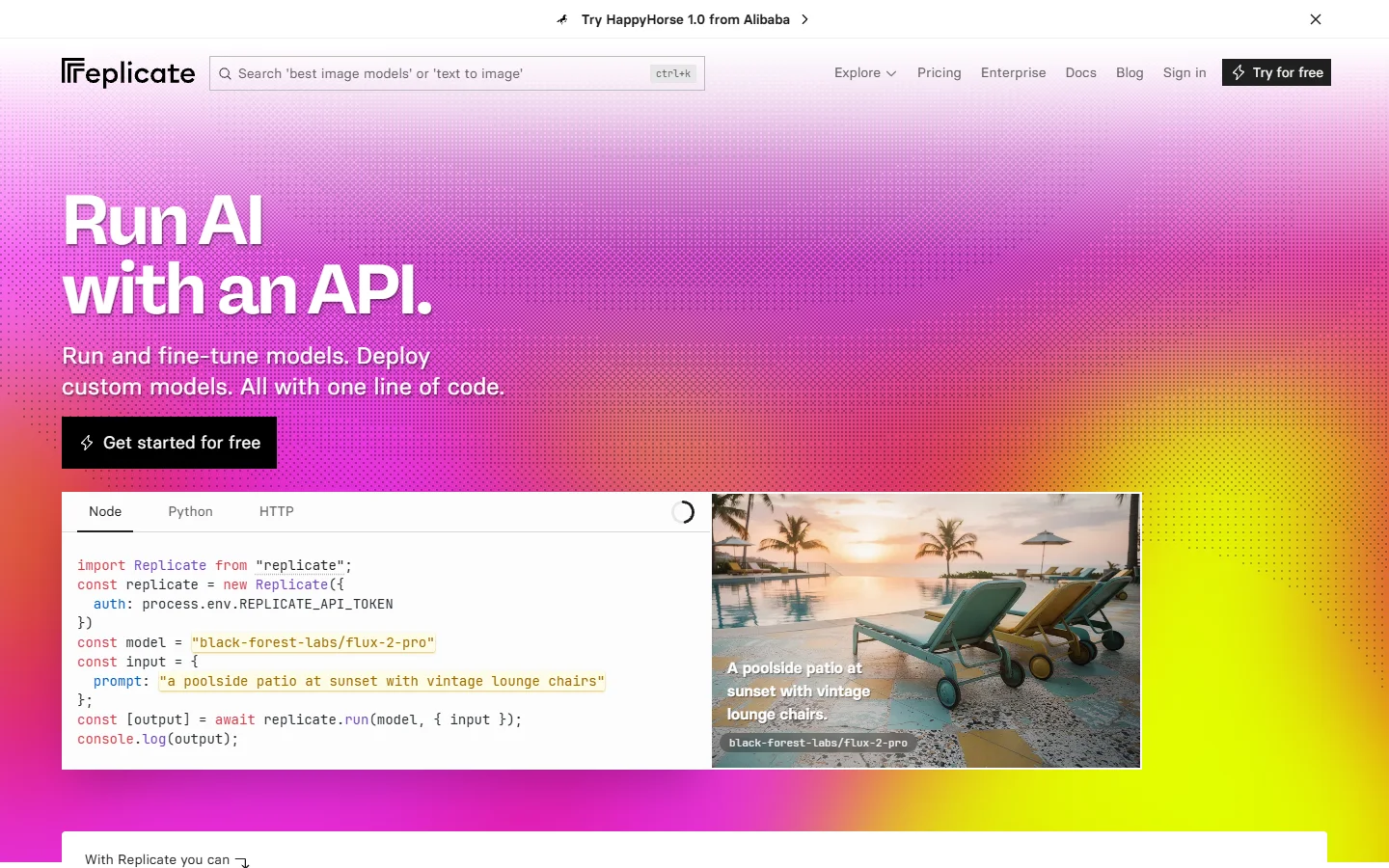 Replicate homepage