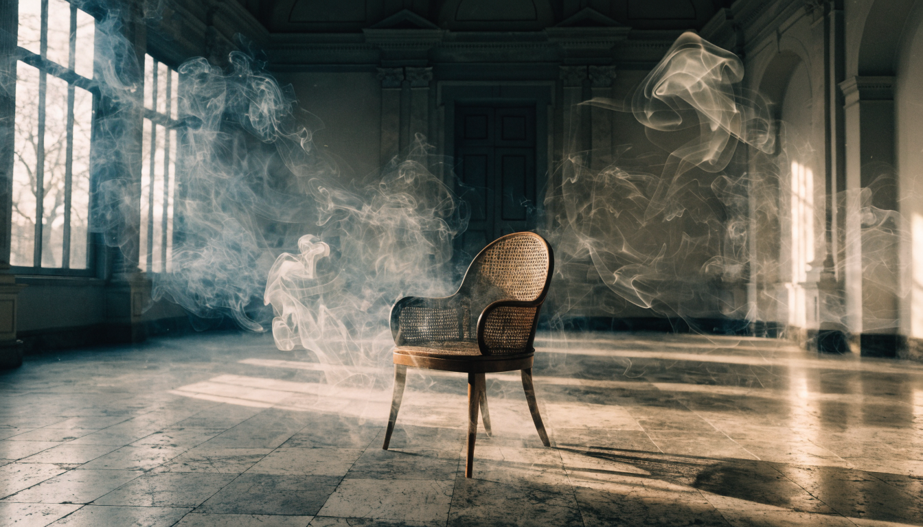 Leather journal open on a dark desk with soft window light
